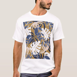 Kleurrijke tropische bladeren Oranje achtergrond T-shirt