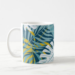 Kleurrijke tropische bladeren, origineel abstract koffiemok