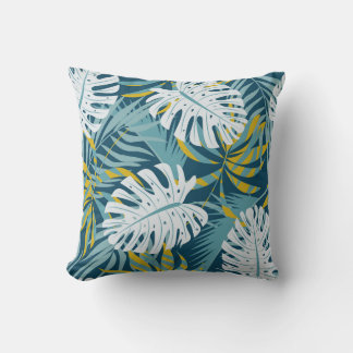 Kleurrijke tropische bladeren, origineel abstract  kussen