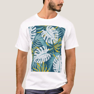 Kleurrijke tropische bladeren, origineel abstract t-shirt