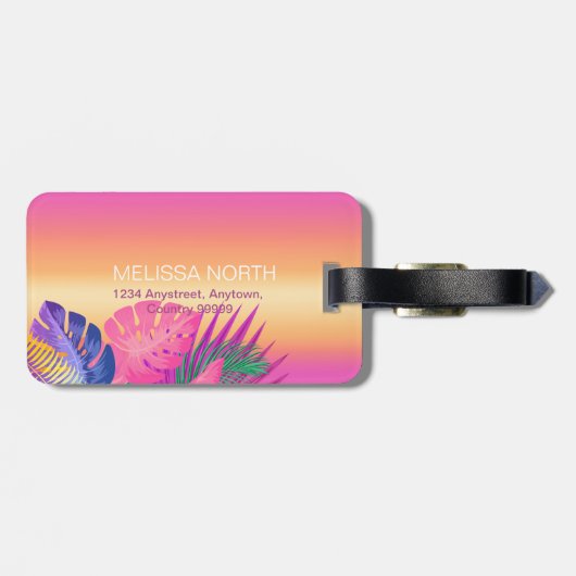 Kleurrijke tropische bladeren Sunset ID575 Bagagelabel (Achterkant horizontaal)