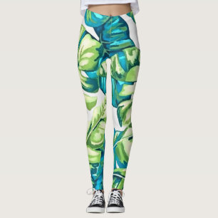 kleurrijke tropische bladeren van bananen en van M Leggings