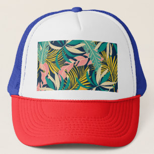 Kleurrijke tropische bladeren: zomerpatroon. trucker pet