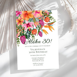 Kleurrijke tropische bloemen Aloha Luau verjaardag Kaart