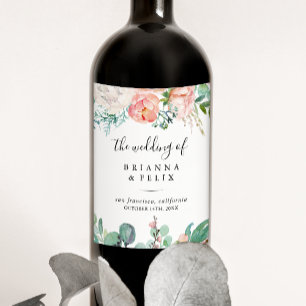 Kleurrijke Tropische Bloemen Bruiloft Wijn Labels Etiket