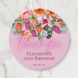Kleurrijke Tropische Bloemen Disco Ballen Neon Glo Bedankjes Labels