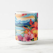 Kleurrijke tropische bloemen & landschap koffiemok (Center)