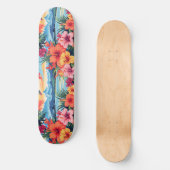 Kleurrijke tropische bloemen & landschap skateboard (Voorkant)