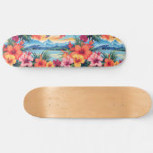Kleurrijke tropische bloemen & landschap skateboard (Horizontaal)