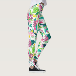 Kleurrijke tropische bloemen naadloos patroon leggings