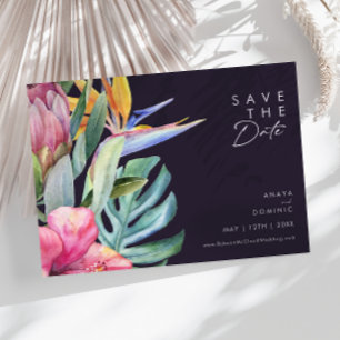 Kleurrijke Tropische Bloemen   Paars Horizontaal Save The Date