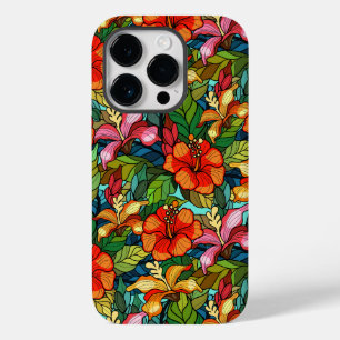 Kleurrijke tropische bloemen patroon, hibiscus Case-Mate iPhone 14 pro hoesje
