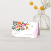 Kleurrijke Tropische Bloemen Roze & Oranje Bruilof (Voorkant)