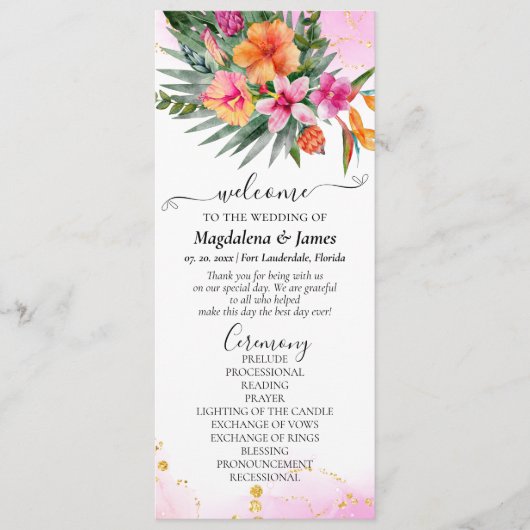 Kleurrijke tropische bloemen roze Sinaasappel brui Programma (Voorkant)