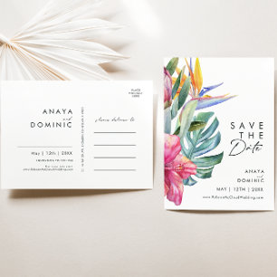 Kleurrijke Tropische Bloemen   Save The Date Postk Uitnodiging Briefkaart