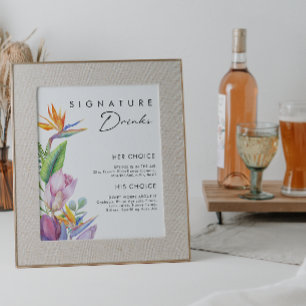 Kleurrijke Tropische Bloemen Signature Drankjes Poster