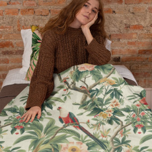 Kleurrijke tropische bloemen Vogels Fleece Deken