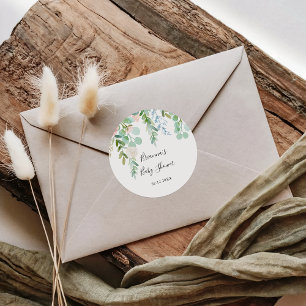 Kleurrijke Tropische Bloemige Baby Shower Favor Ronde Sticker