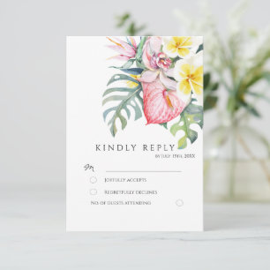 Kleurrijke Tropische Bloemige Botanische Bruiloft Informatiekaartje