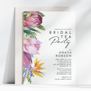 Kleurrijke tropische Floral Bridal Tea Party Kaart