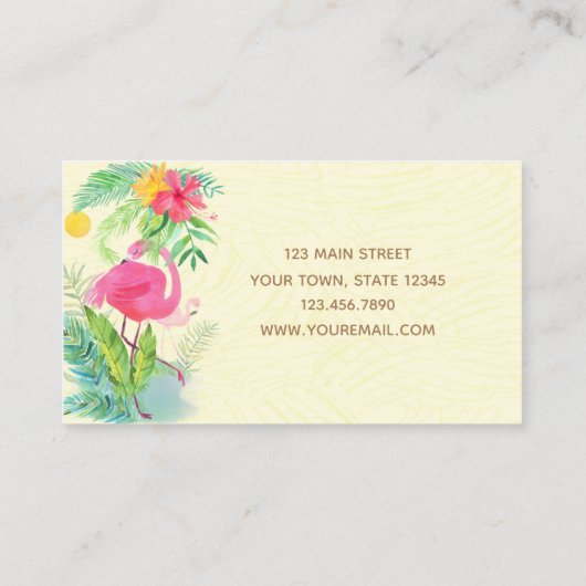 Kleurrijke tropische Floral en Flamingo Visitekaartje (Achterkant)