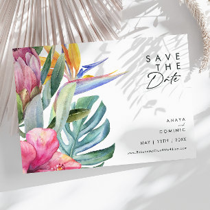 Kleurrijke tropische Floral Horizontaal Save The Date