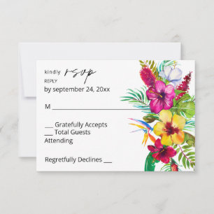 Kleurrijke tropische Floral op maaltijden RSVP Kaartje