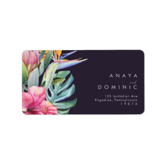 Kleurrijke tropische Floral | Paars RSVP-adres Etiket
