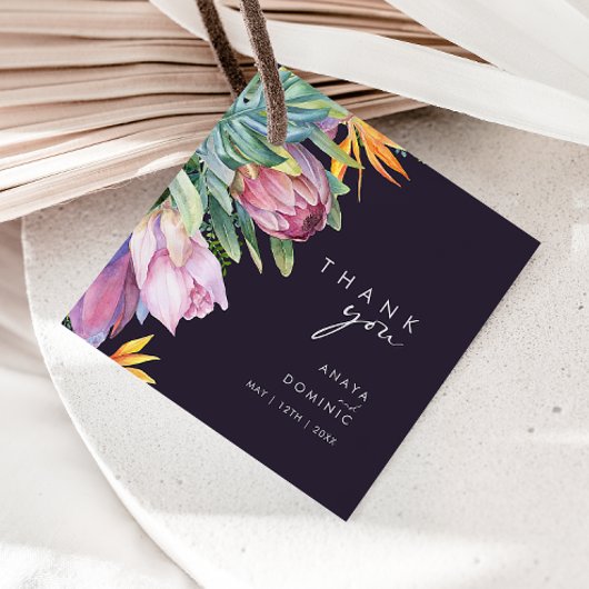 Kleurrijke tropische Floral | Paarse dank Bedankjes Labels