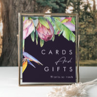 Kleurrijke tropische Floral | Paarse kaarten en ge