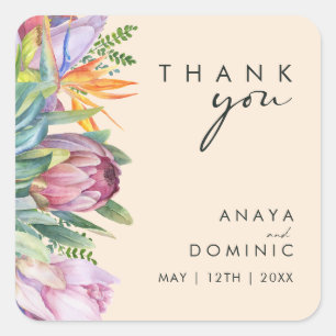 Kleurrijke tropische Floral   Perzikdank voor de b Vierkante Sticker