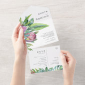 Kleurrijke tropische Floral | Verzegeling en verze All In One Uitnodiging (Afscheurbaar)