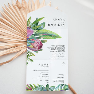 Kleurrijke tropische Floral Verzegeling en verze All In One Uitnodiging