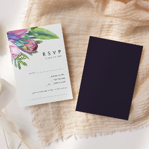 Kleurrijke tropische Floral Verzoek om Paarse So RSVP Kaartje