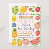 Kleurrijke Tropische Fruit Verjaardag Uitnodiging (Voorkant / Achterkant)