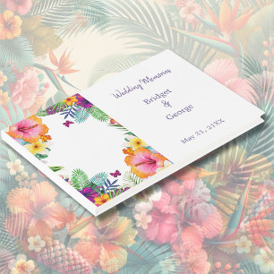 Kleurrijke tropische Hawaiiaanse Bloemen Huwelijk Gastenboek