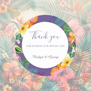 Kleurrijke tropische Hawaiiaanse Bloemen Huwelijk Ronde Sticker