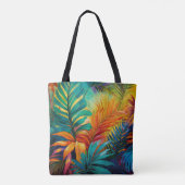 Kleurrijke tropische Oerwoud bladeren Draagtas (Achterkant)
