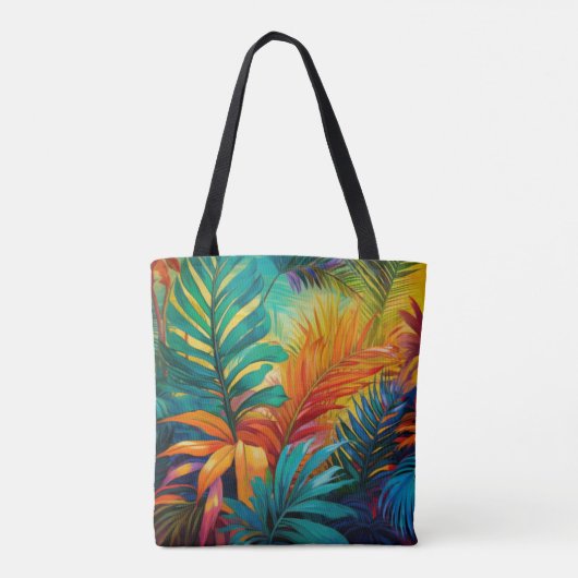 Kleurrijke tropische Oerwoud bladeren Draagtas (Achterkant)