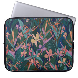 Kleurrijke tropische oerwouden bladeren en bloemen laptop sleeve