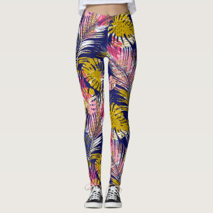 Kleurrijke tropische palmen, Abstracte Cheetah-afd Leggings