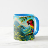 Kleurrijke Tropische Papegaai Blauw Groen Mok (Voorkant rechts)