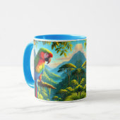 Kleurrijke Tropische Papegaai Blauw Groen Mok (Voorkant links)