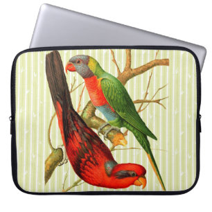 Kleurrijke  tropische papegaaien illustratie laptop sleeve