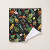 Kleurrijke tropische parrots, bladeren en bloemen bad handdoek (Wasdoekje)