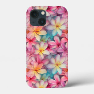Kleurrijke tropische Plumeria Frangipani patroon iPhone 13 Mini Hoesje