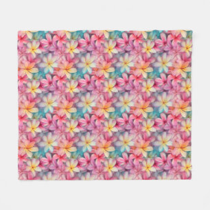 Kleurrijke tropische Plumeria Frangipani patroon Fleece Deken