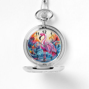 Kleurrijke Tropische Roze Flamingo Elegante Vrouwe Horloge