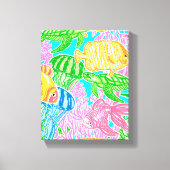 Kleurrijke Tropische Vis Patroon Canvas Print (Voorkant)