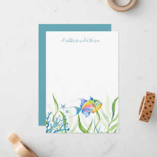 Kleurrijke Tropische Vissen Aquarel Notitiekaart Notitiekaartje